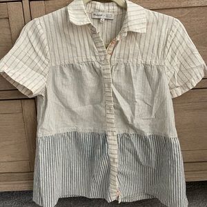 Madewell x The New Denim Project® Stripe-Mix Seamed Button-Down Shirt